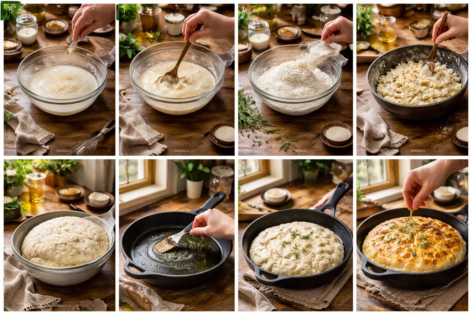 rustic garlic rosemary skillet bread