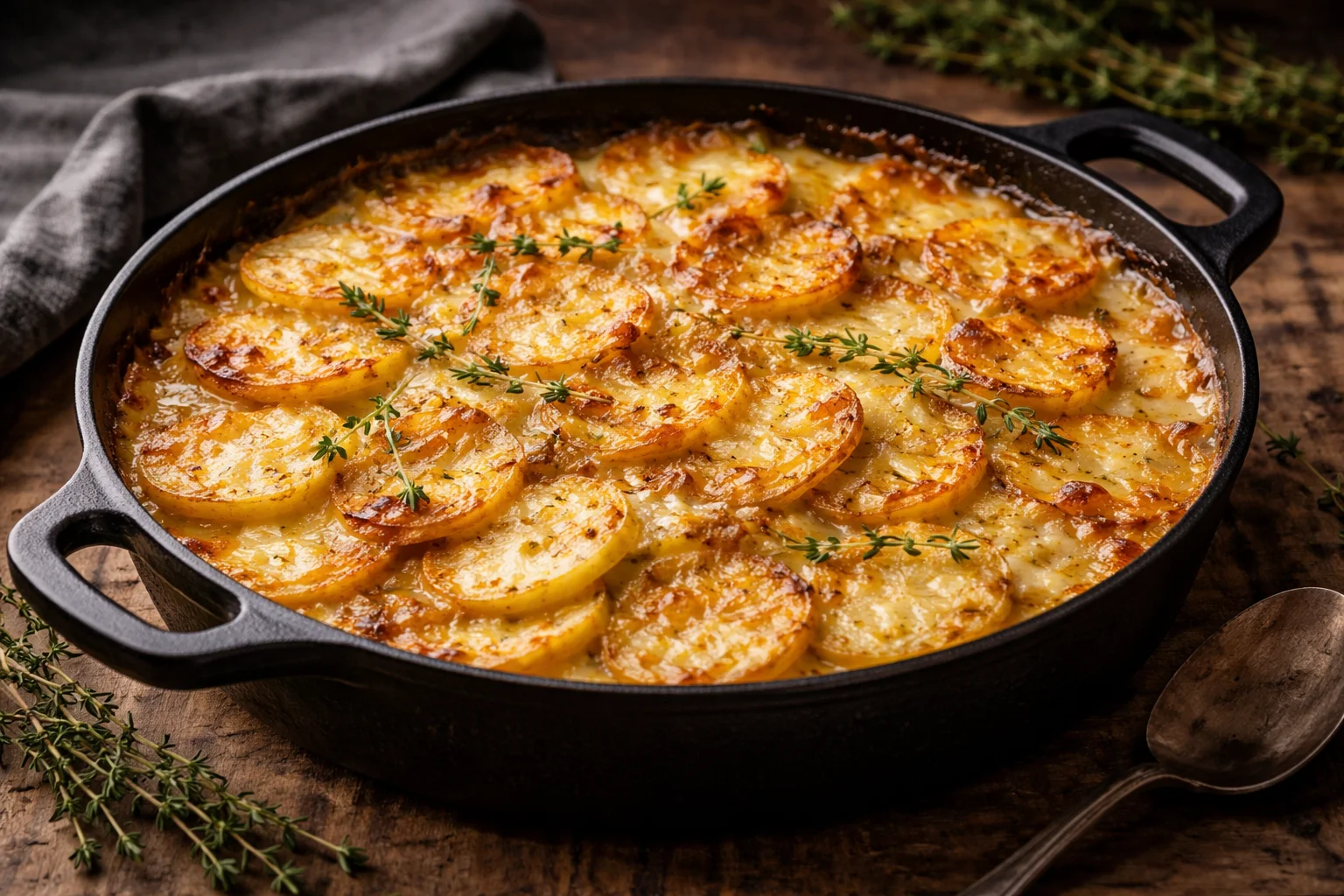 crispy parmesan and gruyere potato gratin