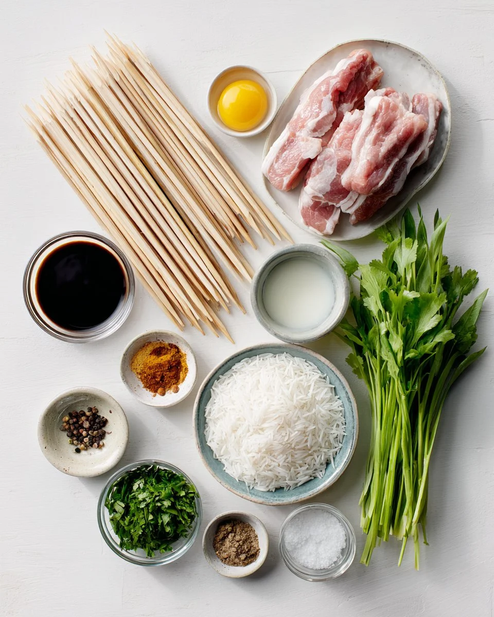 Grilled Pork Skewers with Sticky Rice