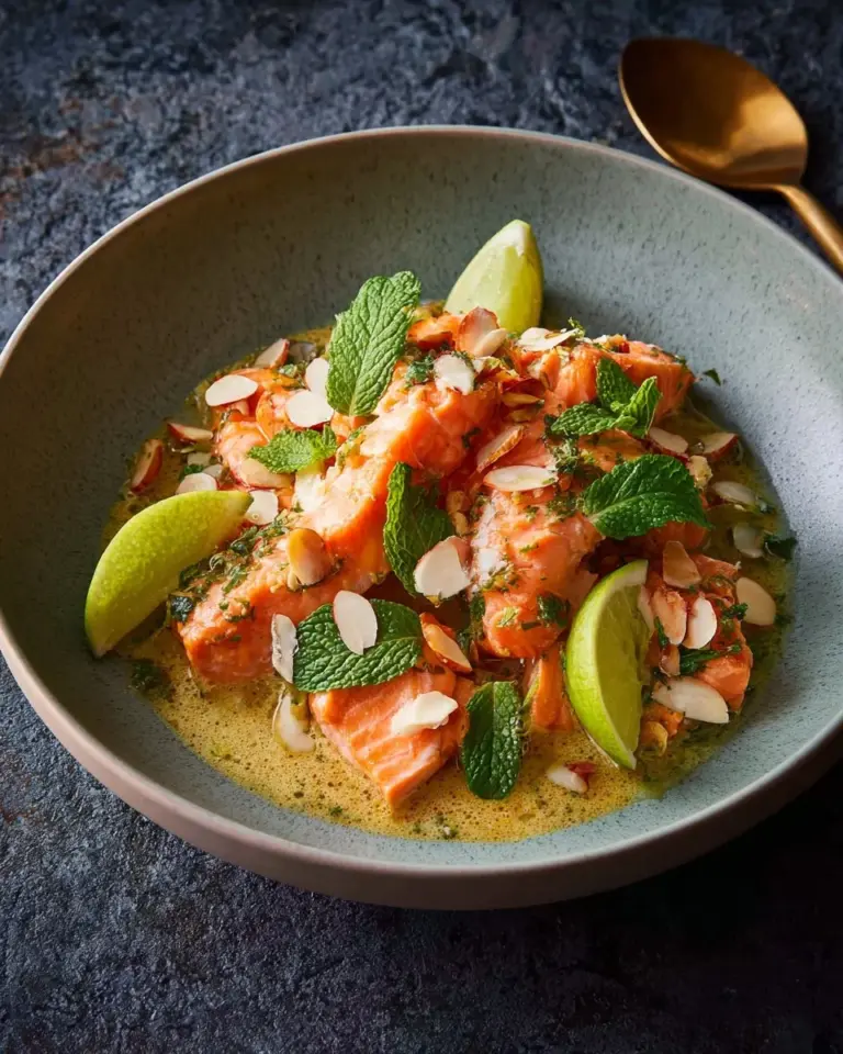 Spicy salmon sashimi salad with greens and sauce