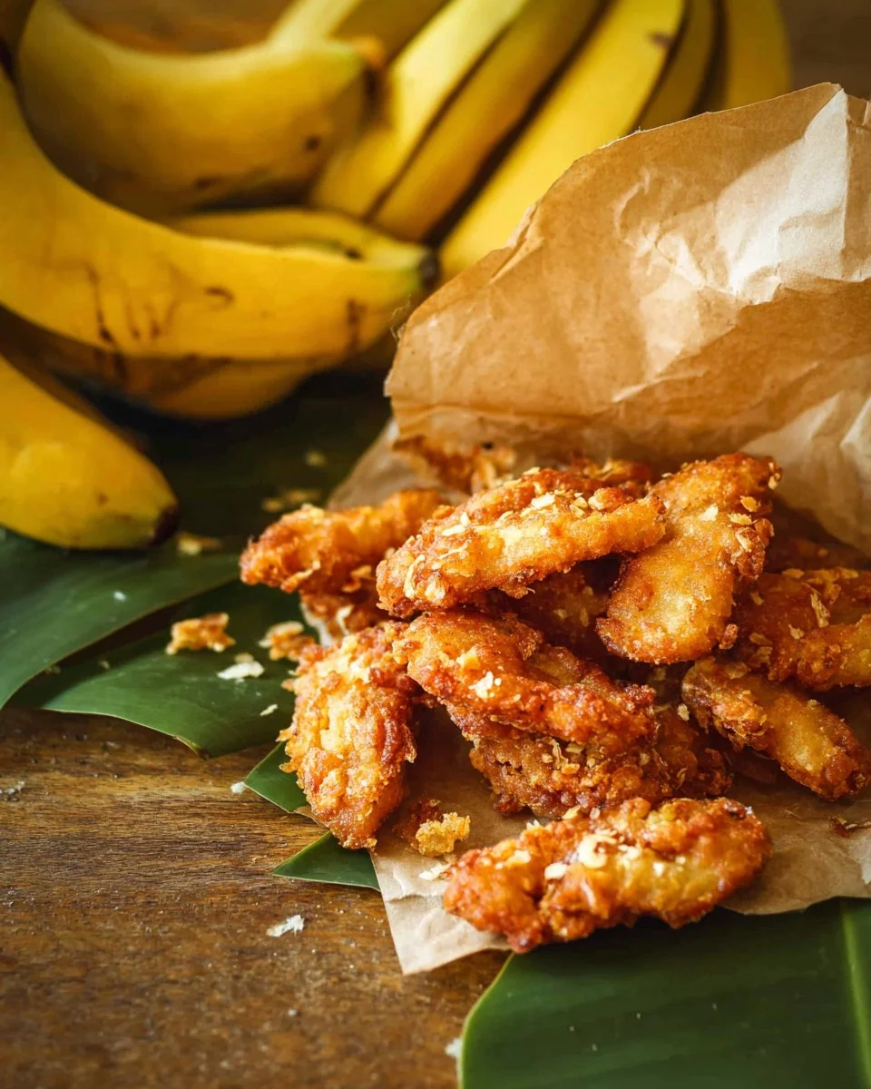 Crispy Thai Fried Bananas served on a plate, garnished and ready to eat.