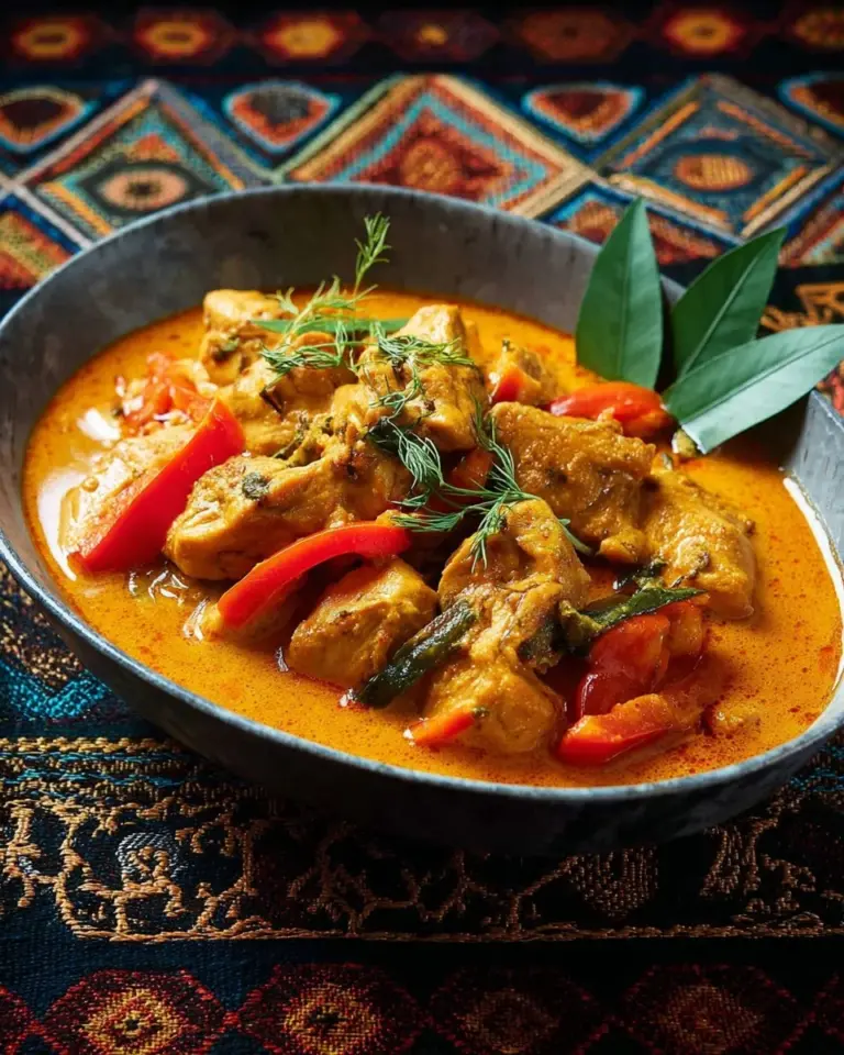 Homemade Thai Panang curry paste with fresh ingredients