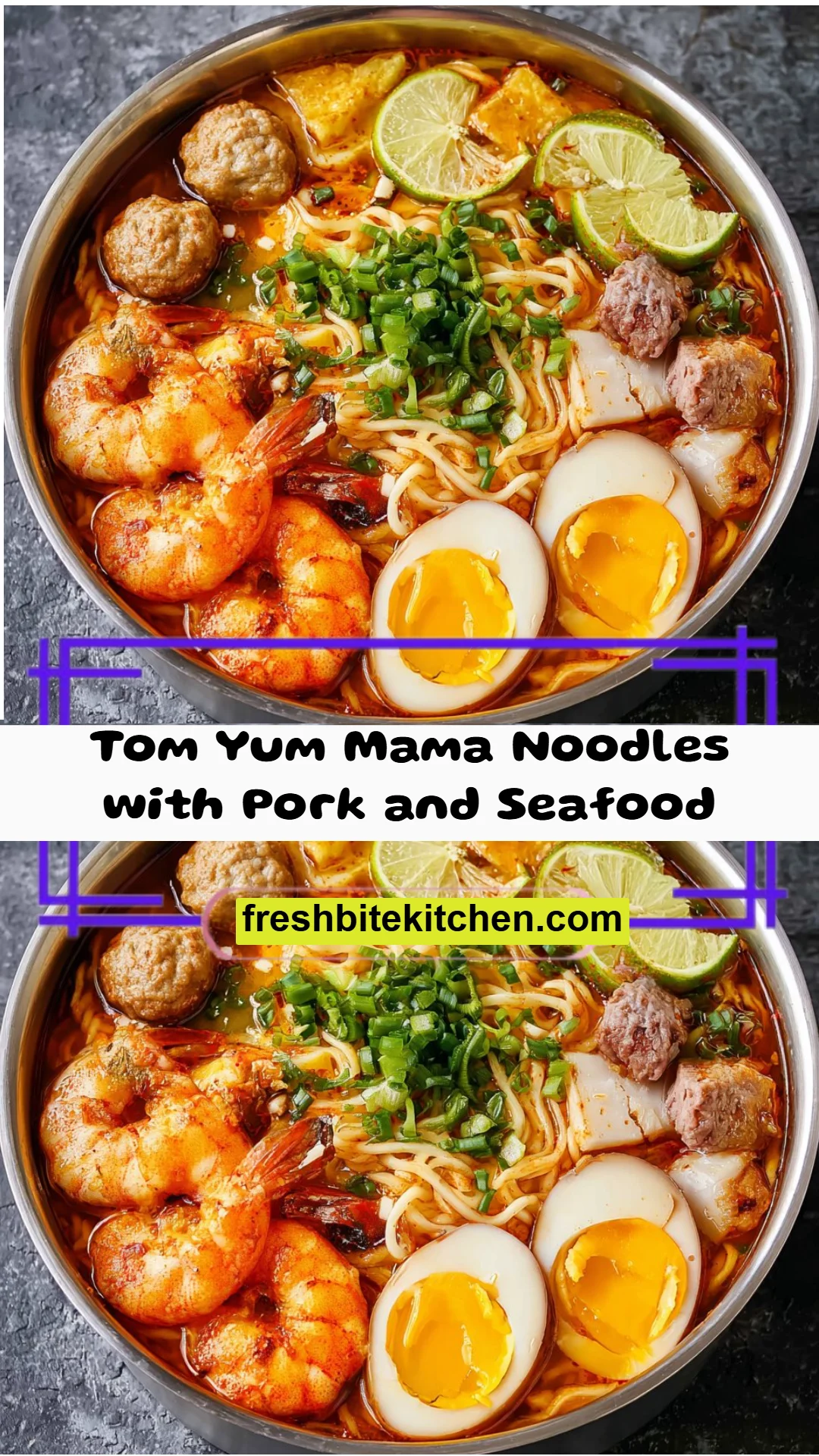 Tom Yum Mama Noodles with Pork and Seafood
