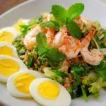 Colorful wing bean salad with vegetables and dressing