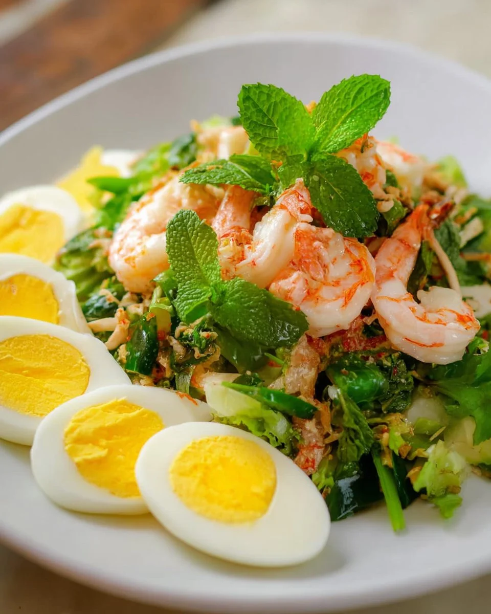 Colorful wing bean salad with vegetables and dressing
