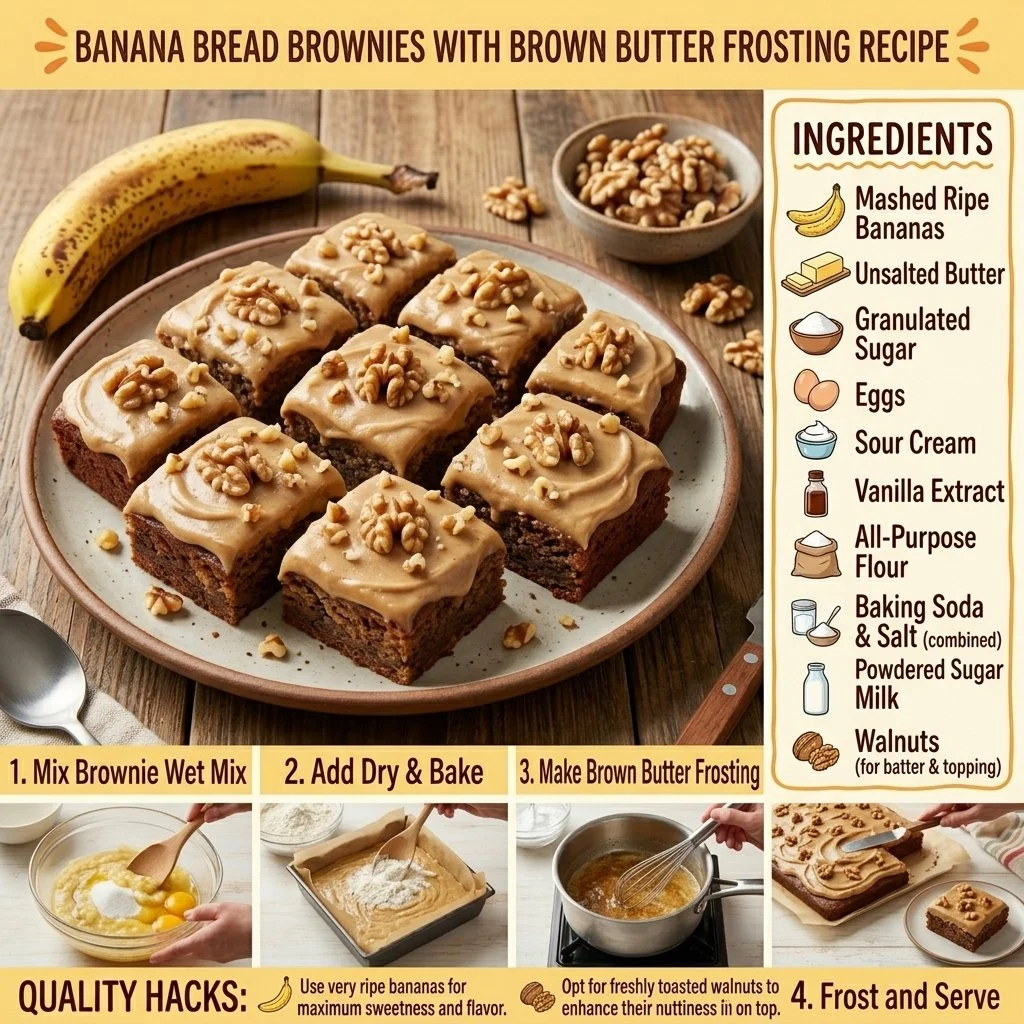 Banana Bread Brownies with Brown Butter Frosting