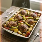 Sheet pan Mississippi Chicken and potatoes with spices and herbs