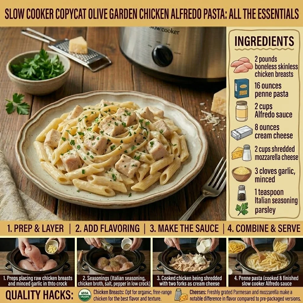 Slow Cooker Copycat Olive Garden Chicken Alfredo Pasta