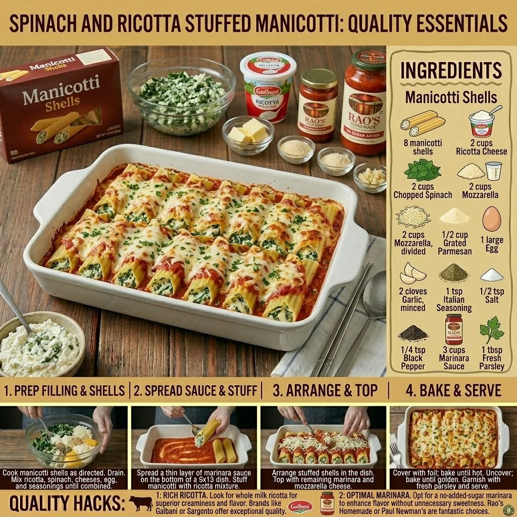 Spinach and Ricotta Stuffed Manicotti