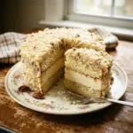 White German chocolate cake with a creamy cheesecake center and chocolate frosting
