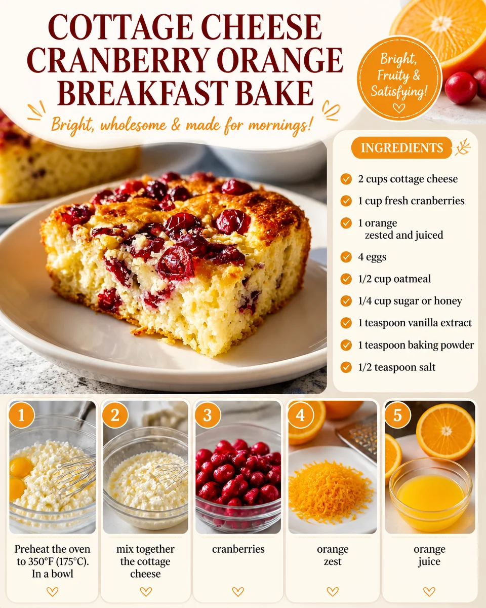 Cottage Cheese Cranberry Orange Breakfast Bake