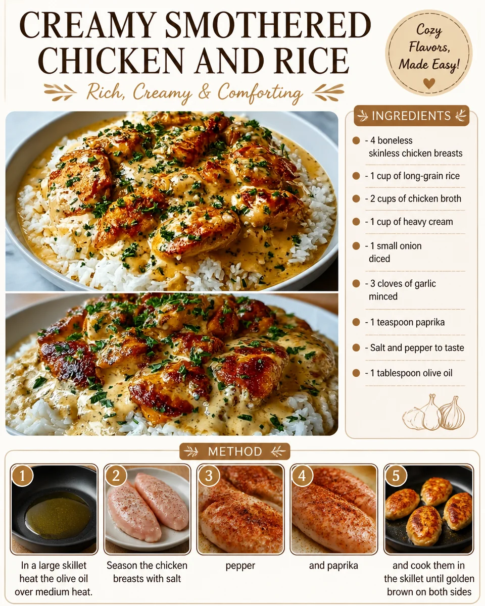 Creamy Smothered Chicken And Rice