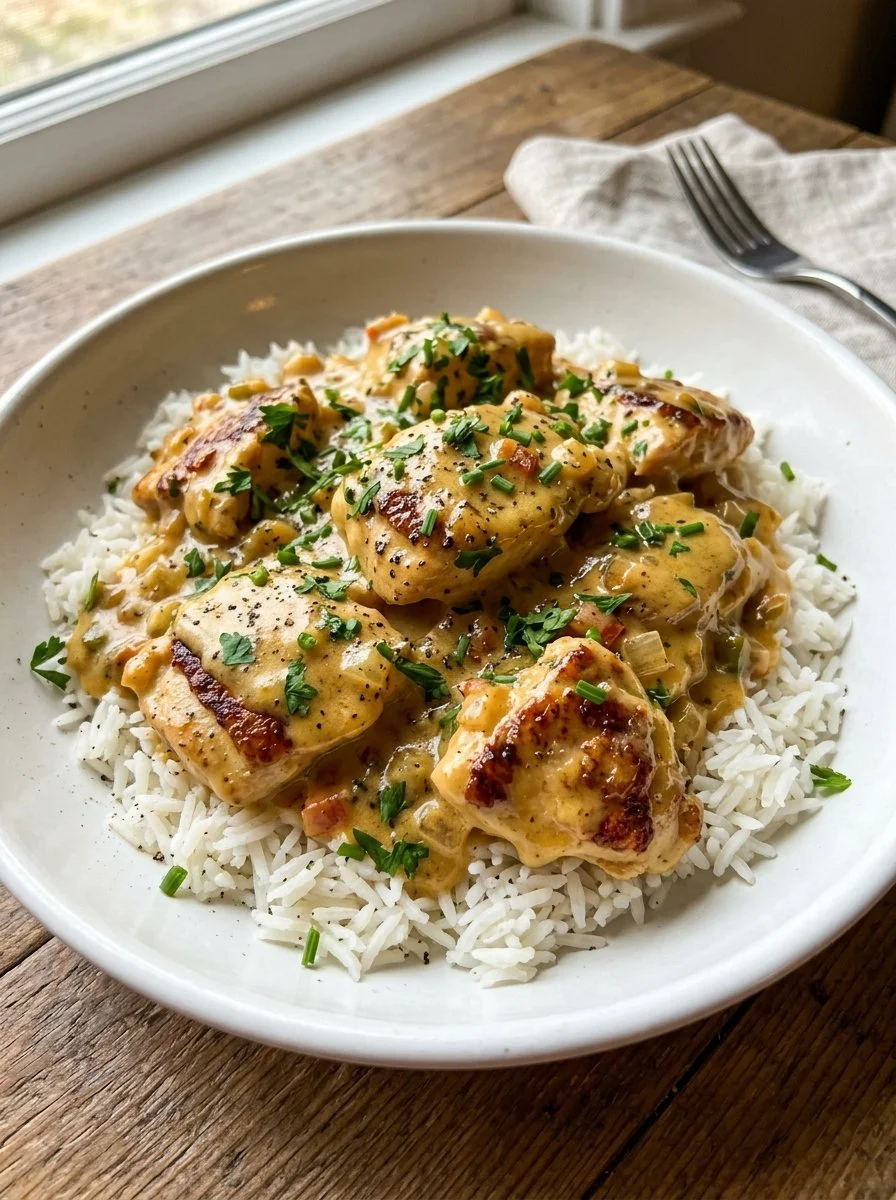 Creamy Smothered Chicken And Rice