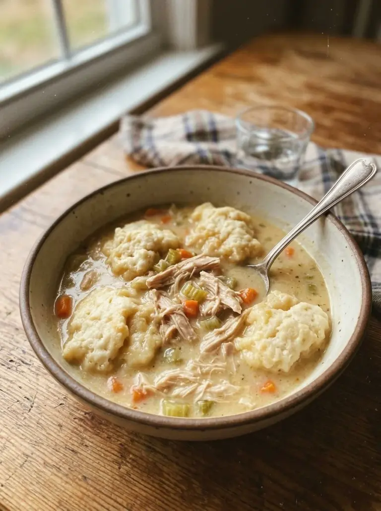 Easy chicken and dumplings with biscuits for a comforting meal