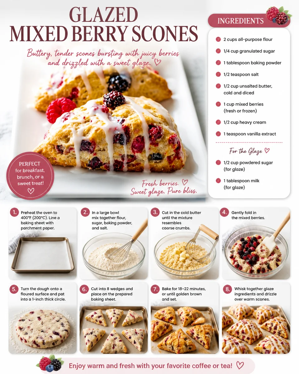 Glazed Mixed Berry Scones