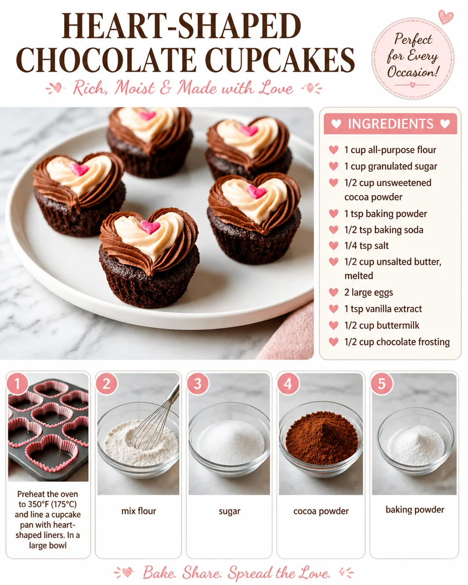 Heart-Shaped Chocolate Cupcakes