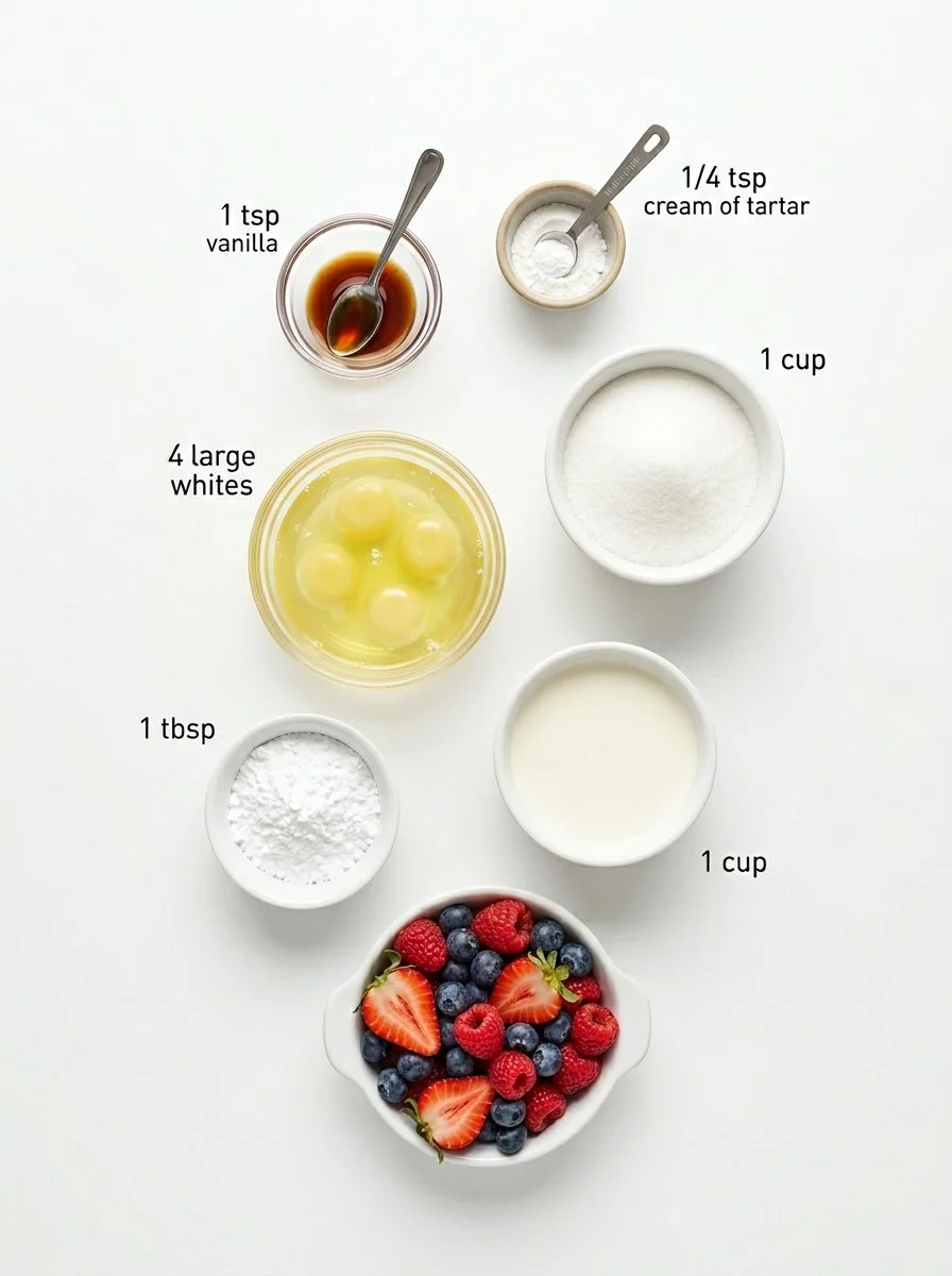 Holiday Wreath Meringues with Berries & Cream