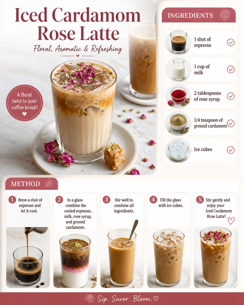 Iced Cardamom Rose Latte