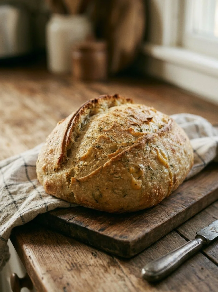 No-Knead Dill Gouda Artisan Bread