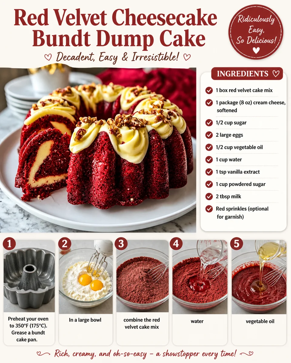 Red Velvet Cheesecake Bundt Dump Cake