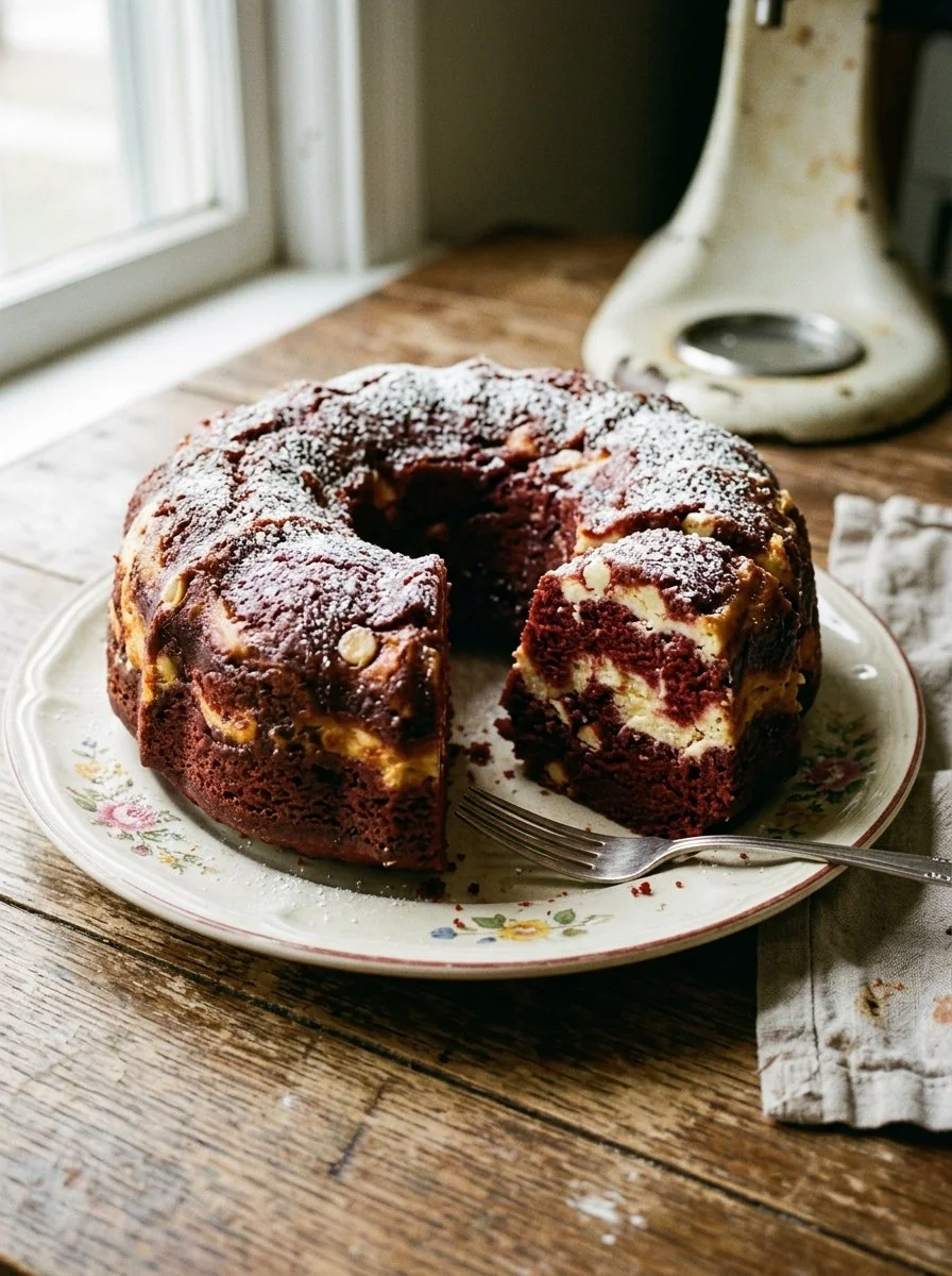 Red Velvet Cheesecake Bundt Dump Cake