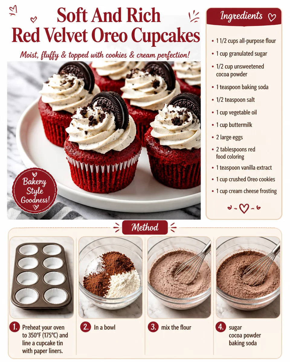 Soft And Rich Red Velvet Oreo Cupcakes