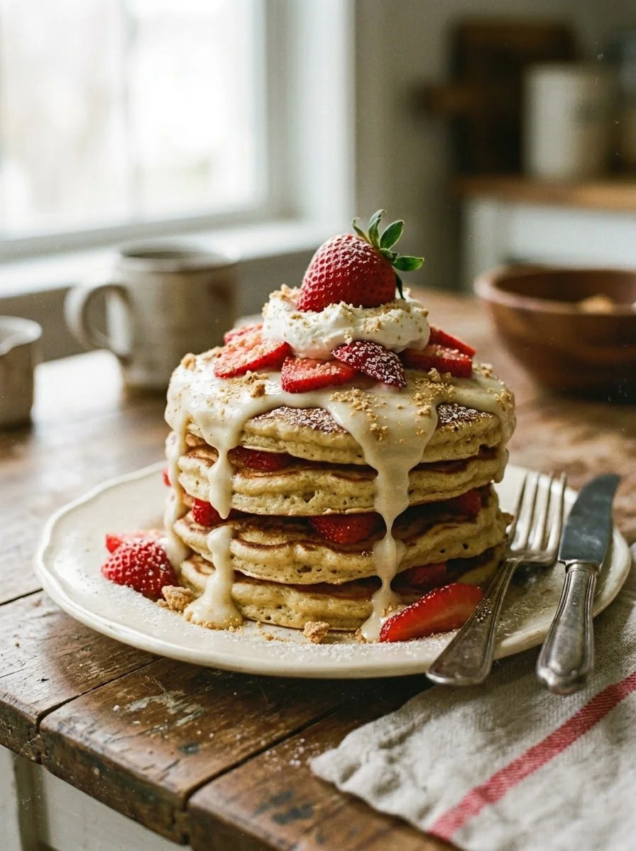 Strawberry Cheesecake Pancakes
